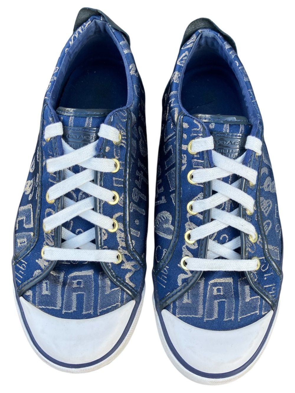 Coach Barrett Poppy Canvas Sneakers 11 Blue Gold Wristlet Wallet 1941 Bundle REA - Picture 4 of 16